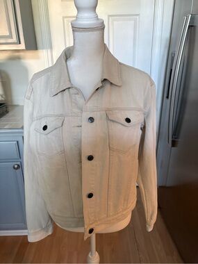 Thread & Supply Light Cream Jean Jacket with Dark Buttons